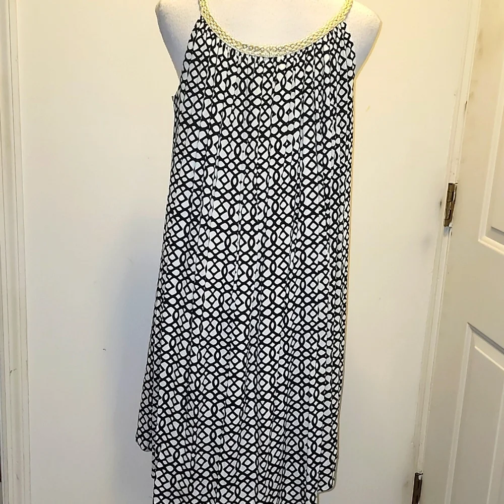 Nina Leonard Dress Black and White Mini